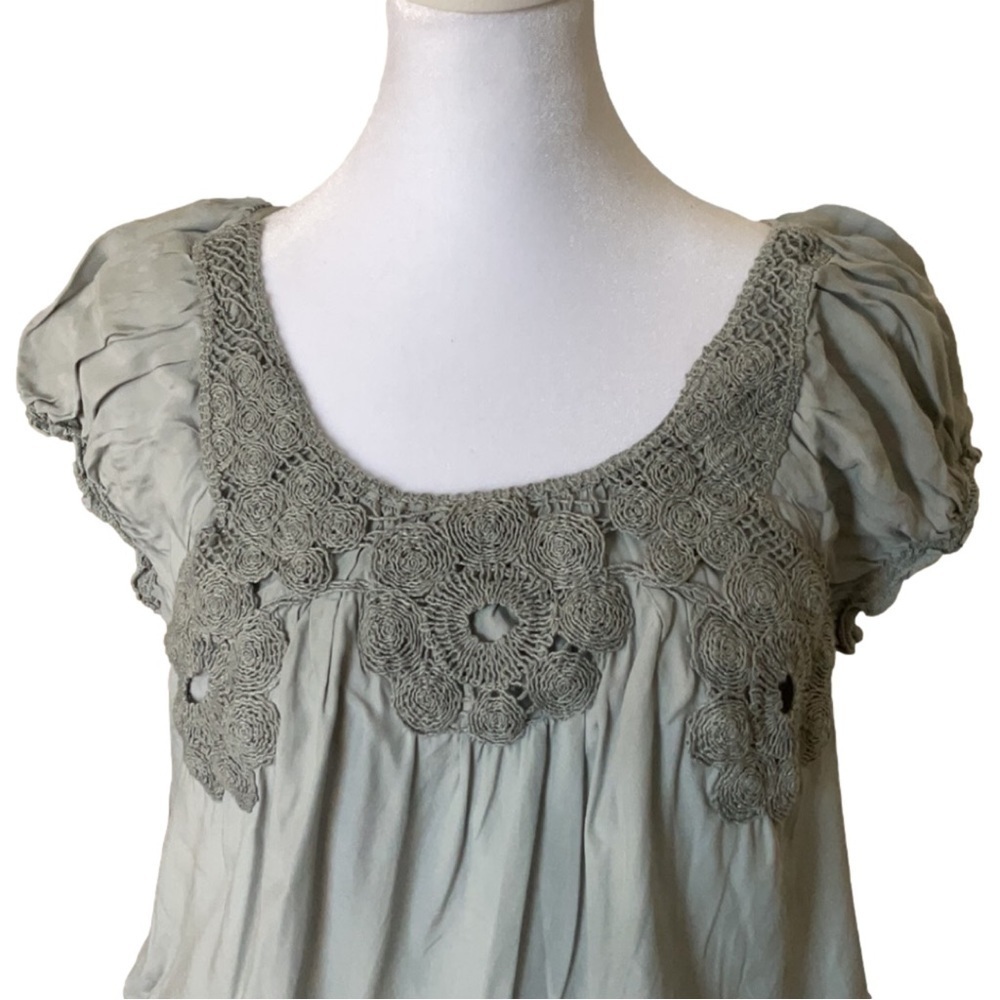 Lucky Brand Crocheted Puff Sleeve Top - Picture 4 of 16